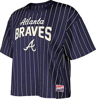 New Era Women's Braves Boxy Pinstripe Crewneck Short Sleeve T-Shirt