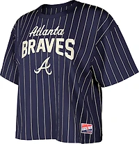 New Era Women's Braves Boxy Pinstripe Crewneck Short Sleeve T-Shirt