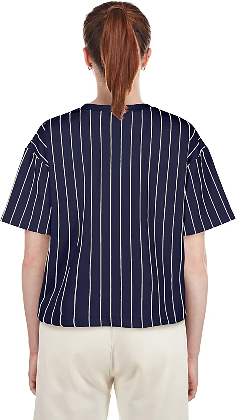 New Era Women's Braves Boxy Pinstripe Crewneck Short Sleeve T-Shirt