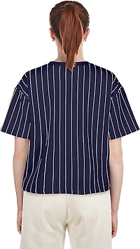 New Era Women's Braves Boxy Pinstripe Crewneck Short Sleeve T-Shirt