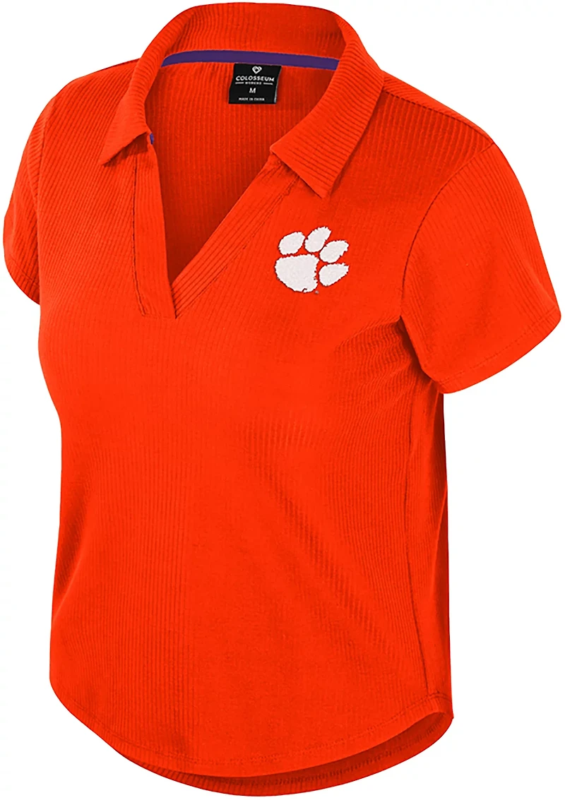 Colosseum Athletics Women's Clemson Sublime Ribbed Polo Shirt