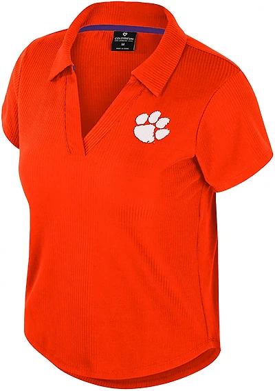 Colosseum Athletics Women's Clemson Sublime Ribbed Polo Shirt