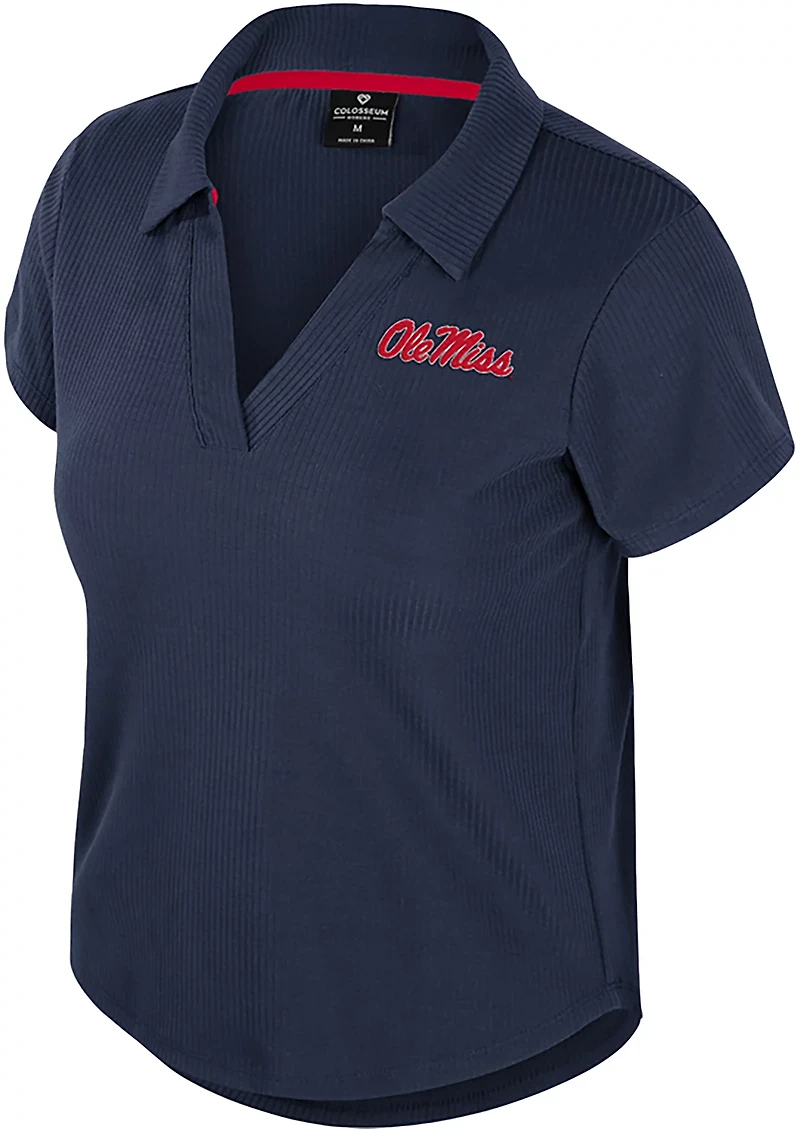Colosseum Athletics Women's Ole Miss Sublime Ribbed Polo Shirt