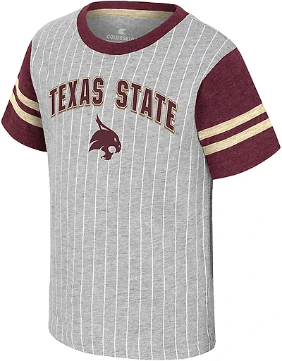Colosseum Toddlers' Texas State University Bobcats Airball Pinstripe Short Sleeve Graphic T-shirt