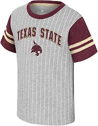 Colosseum Toddlers' Texas State University Bobcats Airball Pinstripe Short Sleeve Graphic T-shirt