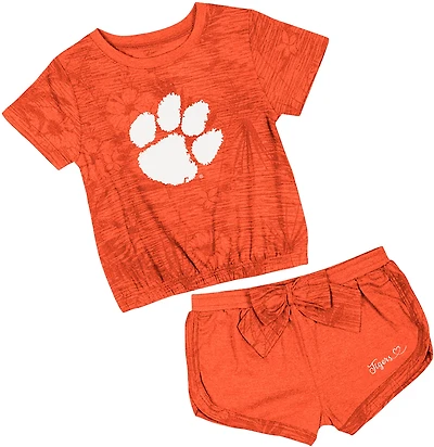 Colosseum Toddlers' Clemson Fern T-shirt and Bow Short Set