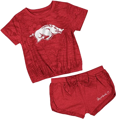 Colosseum Toddlers' Arkansas Fern T-shirt and Bow Short Set