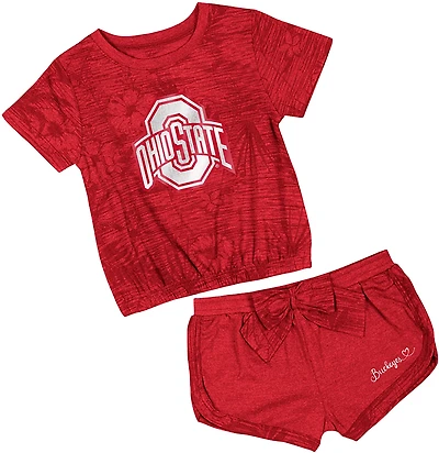 Colosseum Toddlers' Ohio State Fern T-shirt and Bow Short Set