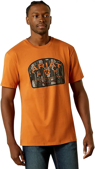 Ariat Men's Underlands Camo Badge Short Sleeve Crew Graphic T-shirt