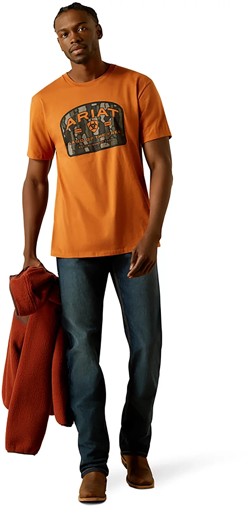 Ariat Men's Underlands Camo Badge Short Sleeve Crew Graphic T-shirt