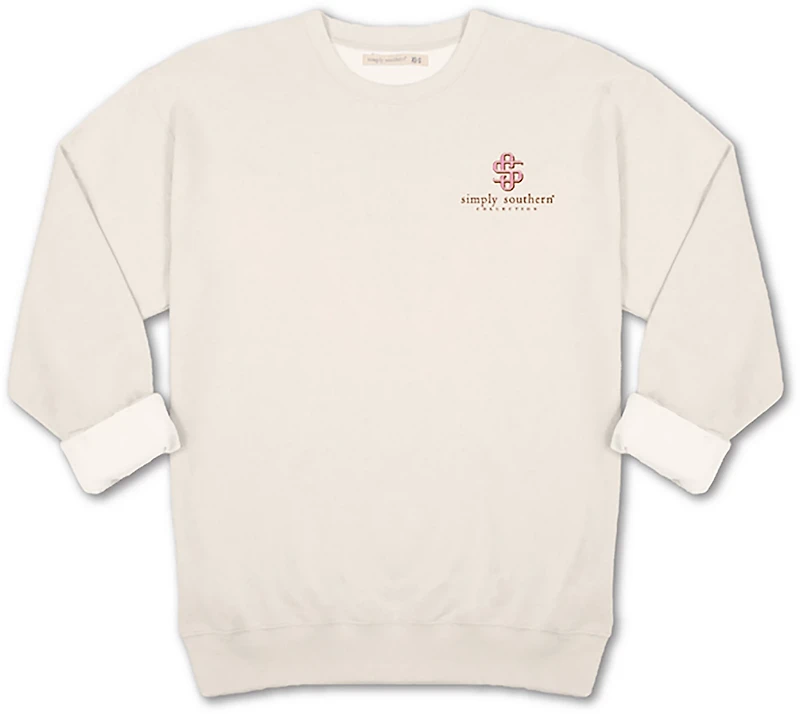 Simply Southern Women's Attitude Cow Fleece Crew Sweater