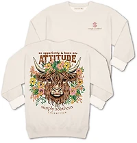 Simply Southern Women's Attitude Cow Fleece Crew Sweater