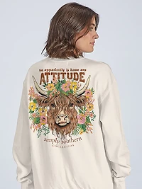 Simply Southern Women's Attitude Cow Fleece Crew Sweater