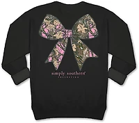 Simply Southern Women's Camo Bow Fleece Crew Sweater