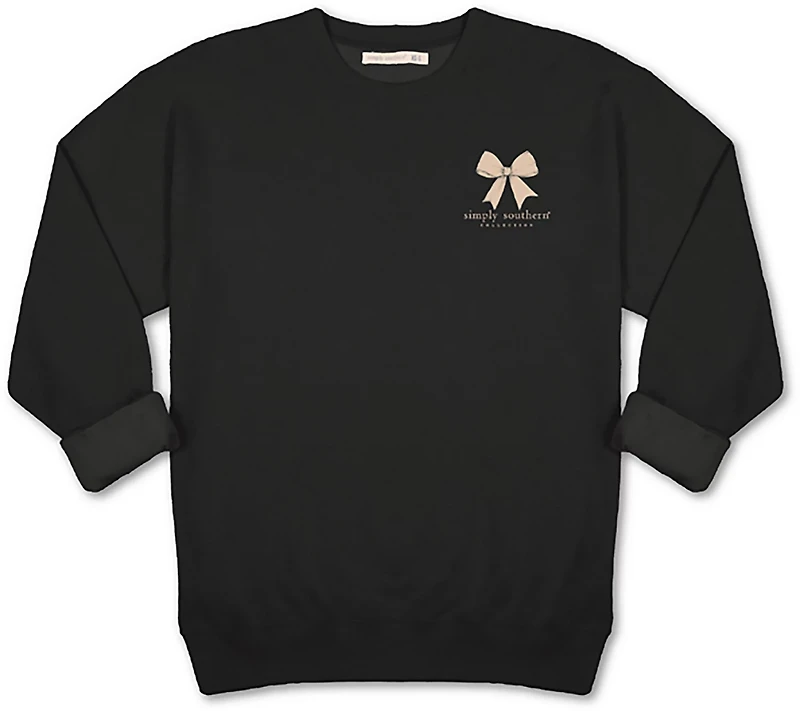 Simply Southern Women's Camo Bow Fleece Crew Sweater