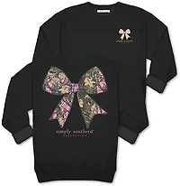 Simply Southern Women's Camo Bow Fleece Crew Sweater