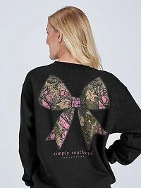 Simply Southern Women's Camo Bow Fleece Crew Sweater