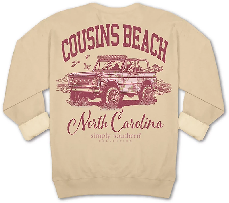 Simply Southern Women's Cousins Beach Fleece Crew Sweater