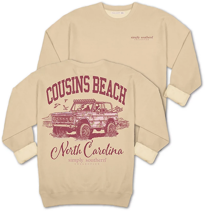 Simply Southern Women's Cousins Beach Fleece Crew Sweater