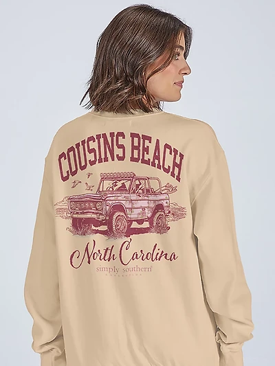 Simply Southern Women's Cousins Beach Fleece Crew Sweater