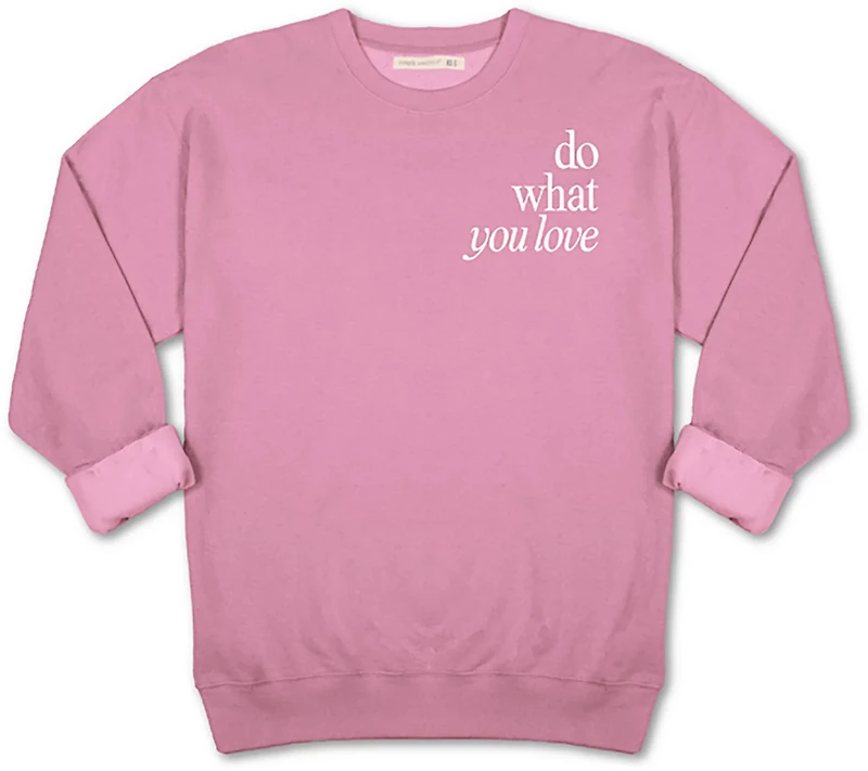 Simply Southern Women's Love What You Do Fleece Crew Sweater