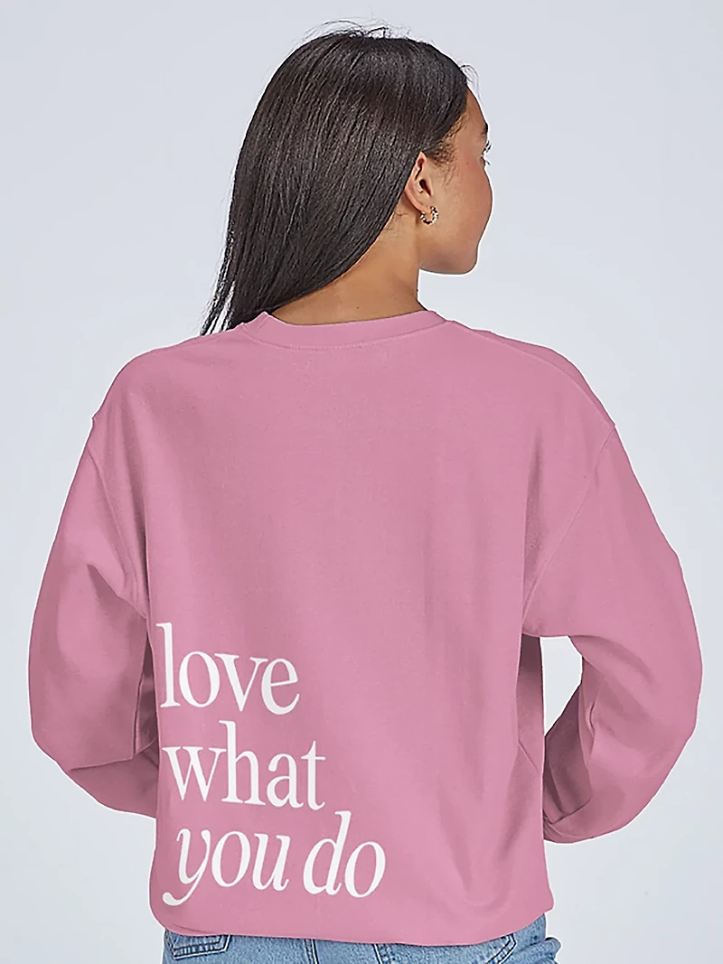 Simply Southern Women's Love What You Do Fleece Crew Sweater