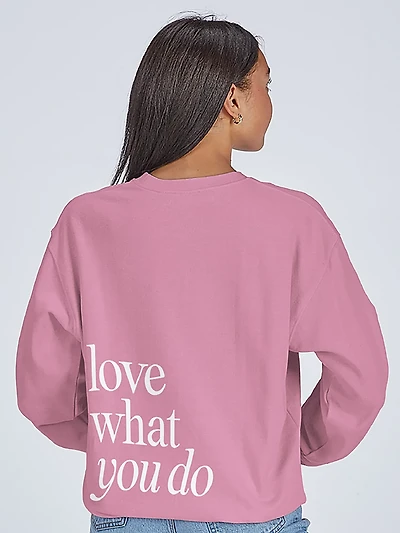 Simply Southern Women's Love What You Do Fleece Crew Sweater