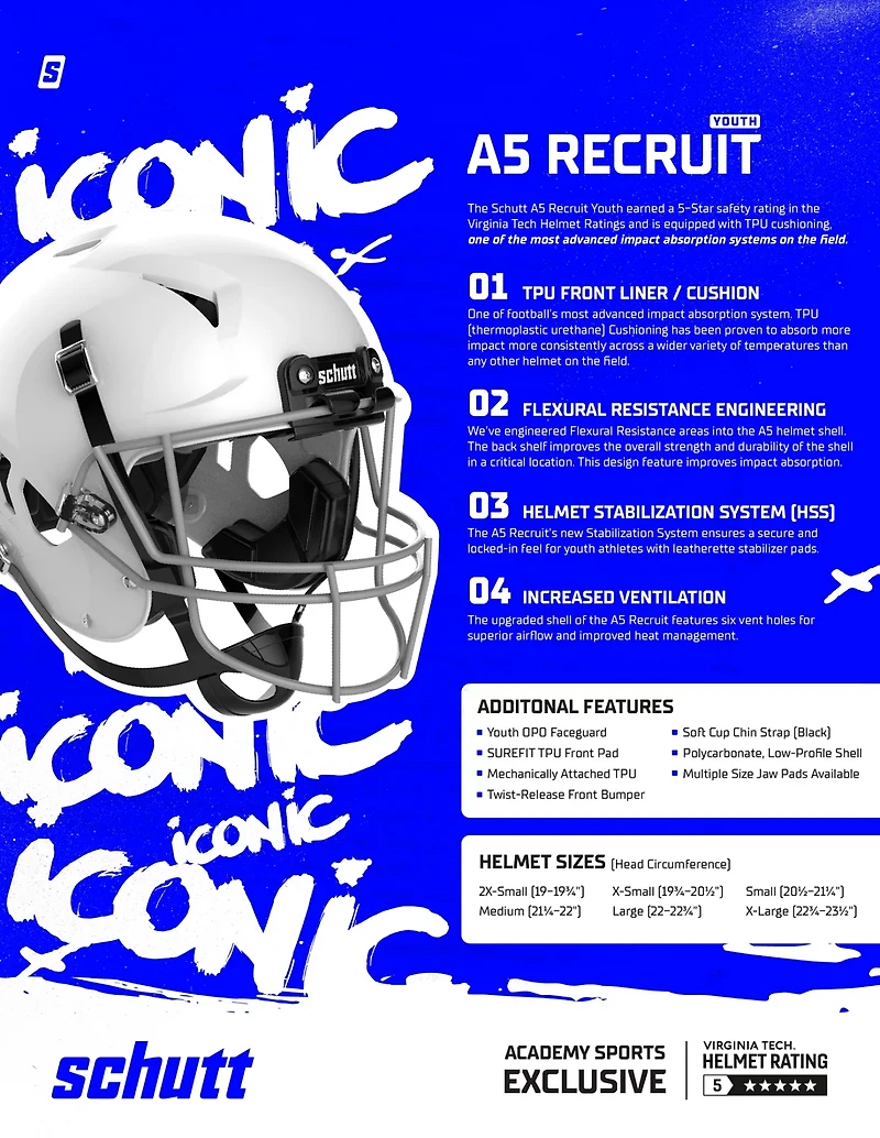 Schutt Juniors' A5 Recruit Football Helmet