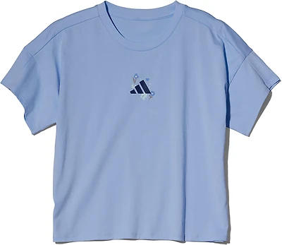 adidas Girls' Floral Back Drop Shoulder Short Sleeve Graphic T-shirt