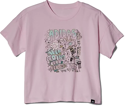 adidas Girls' Doodle Sports Drop Shoulder Short Sleeve Graphic T-shirt