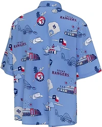 Antigua Men's Texas Rangers Landmark Woven Short Sleeve Fishing Shirt