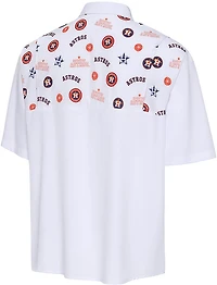 Antigua Men's Houston Astros Scatter Print Woven Short Sleeve Fishing Shirt