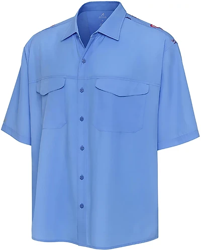 Antigua Men's Texas Rangers Scatter Print Woven Short Sleeve Fishing Shirt