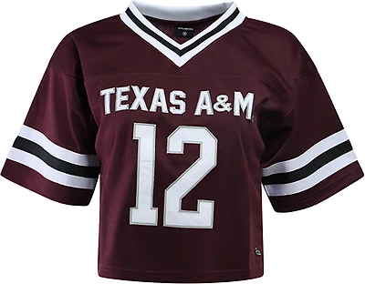 Hype and Vice Women's Texas A&M University Cropped Football Jersey
