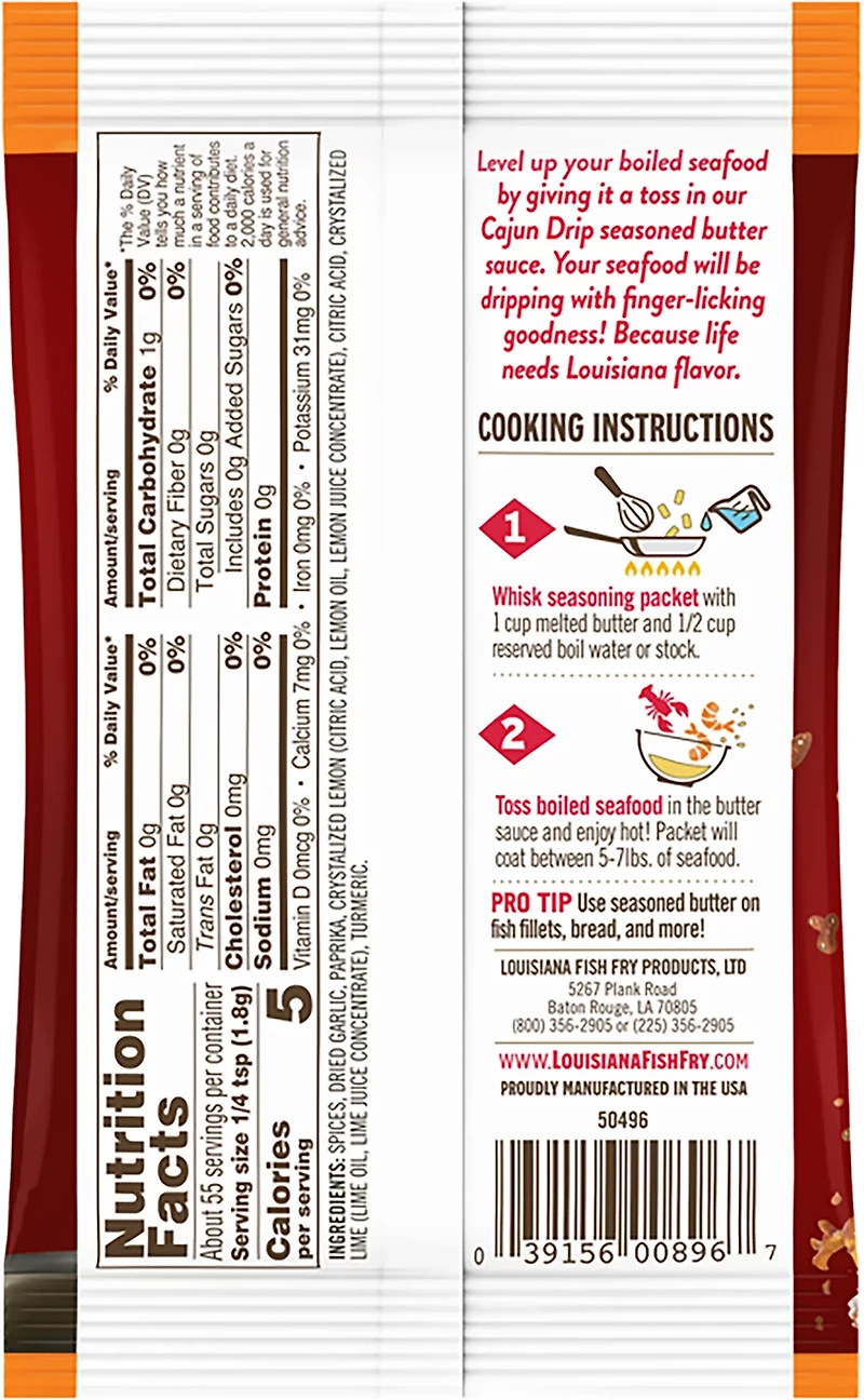 Louisiana Fish Fry Products Cajun Drip Chili Crush Seasoning Mix