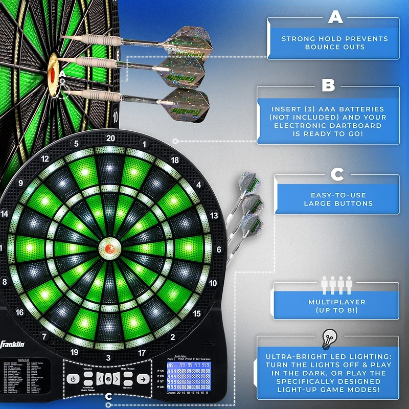 Franklin Light-Up Electronic Dart Board Set