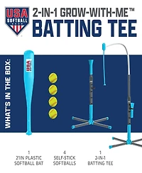 Franklin Kids' USA Softball 2-in-1 Grow-with-Me Batting Tee