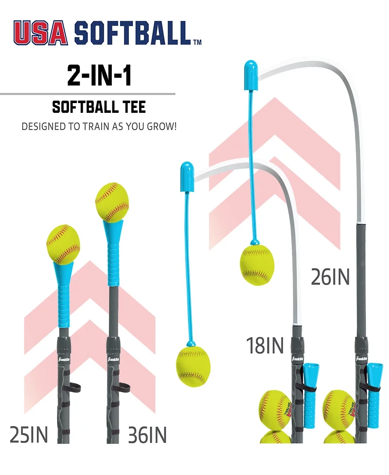 Franklin Kids' USA Softball 2-in-1 Grow-with-Me Batting Tee