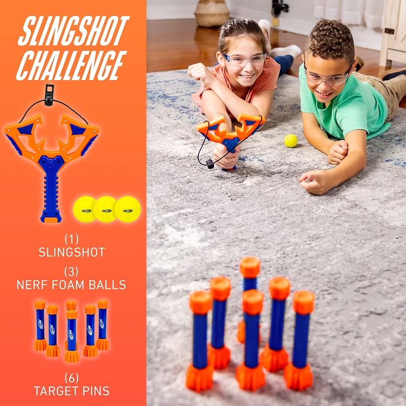 NERF Slingshot Challenge Kids Slingshot Bowling Game