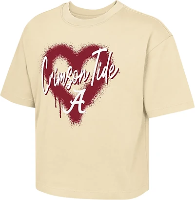 Outerstuff Girls' Alabama Dripped Heart Boxy T-shirt