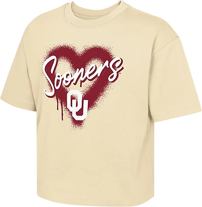 Outerstuff Girls' Oklahoma Dripped Heart Boxy T-shirt