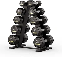 ZIVA 150 lb Hexagon Dumbbell Set with Rack