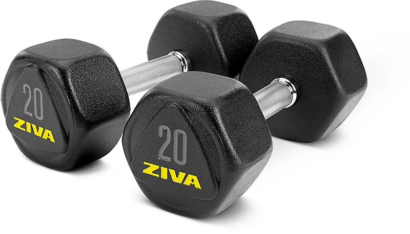 ZIVA 150 lb Hexagon Dumbbell Set with Rack
