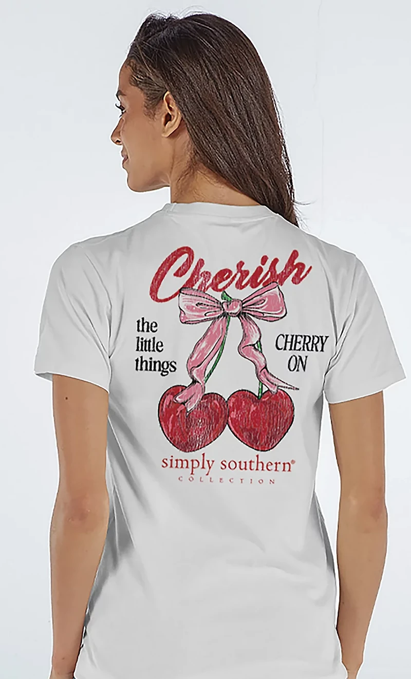 Simply Southern Women's Cherry Bow T-shirt