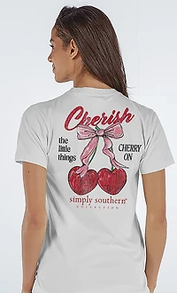 Simply Southern Women's Cherry Bow T-shirt