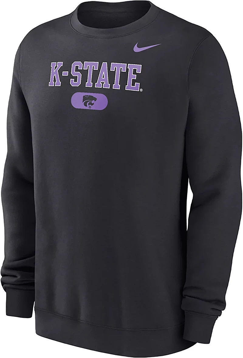 Nike Men's Kansas State University WIldcats Lavender Pill Long Sleeve Crew Fleece