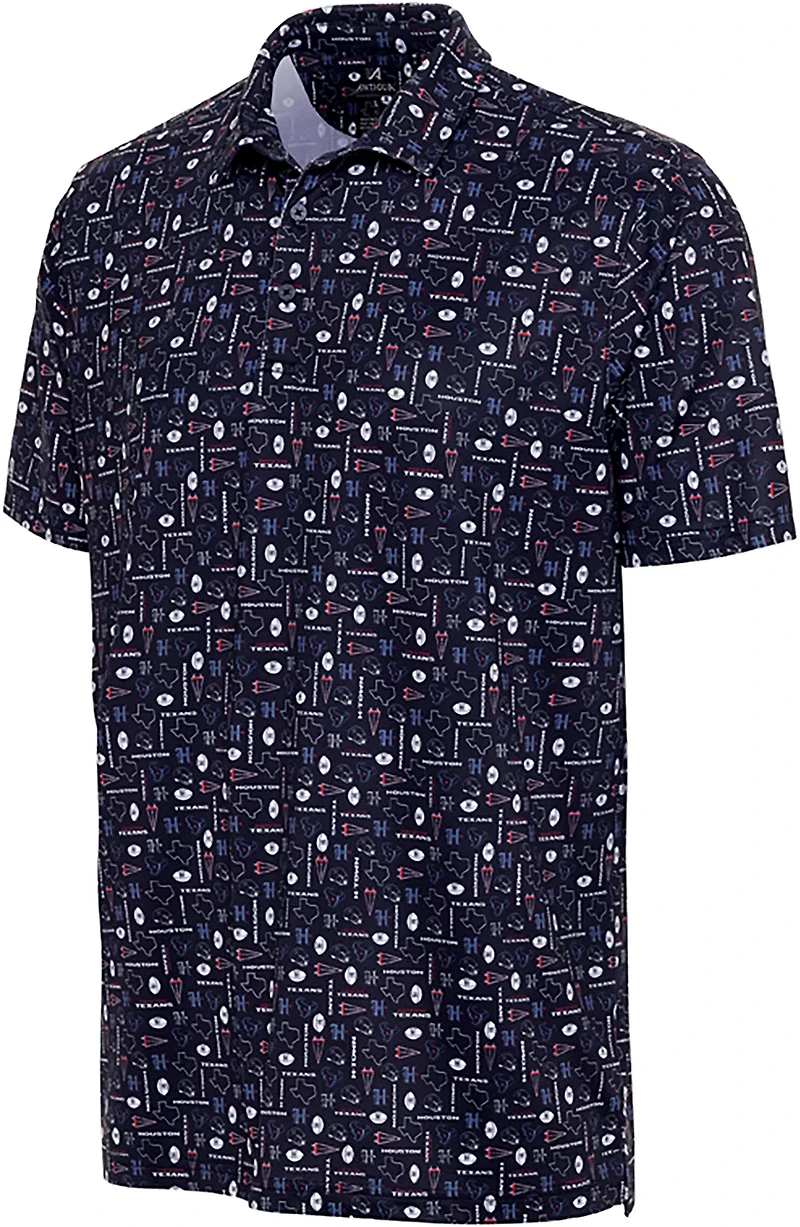 Antigua Men's Houston Texans Lateral Short Sleeve Polo
