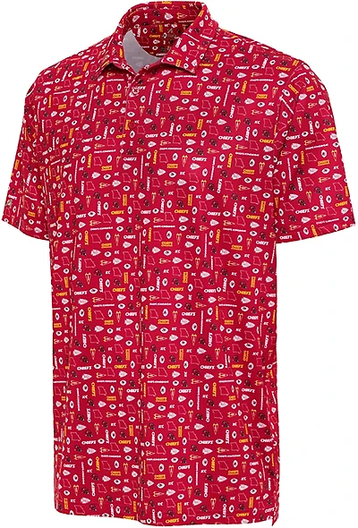 Antigua Men's Kansas City Chiefs Lateral Short Sleeve Polo