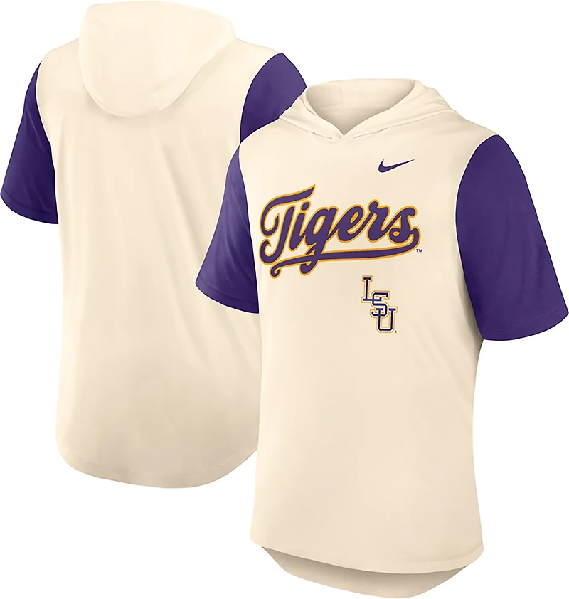 Nike Purple LSU Tigers Baseball Script Tri-Blend Performance Hoodie T-Shirt