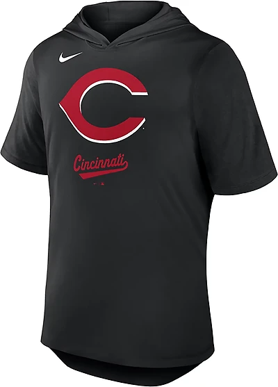 Nike Men's Reds MLB Logo Short Sleeve Hoodie